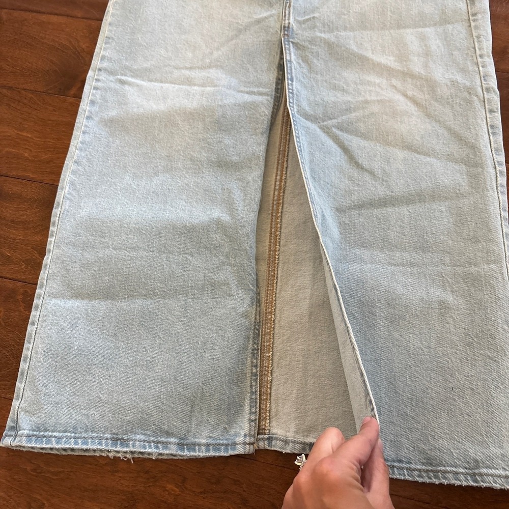 NWT Universal Thread Front Slit Maxi Skirt Light Wash Denim Blue Y2K Women's 4 - Picture 4 of 5